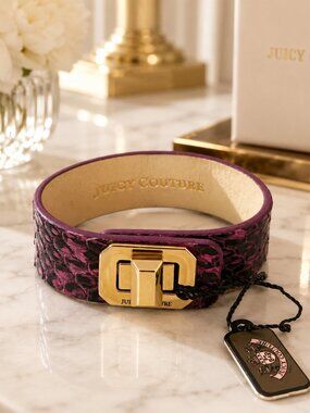 Juicy Couture Purple Snakeskin Turnlock Bracelet